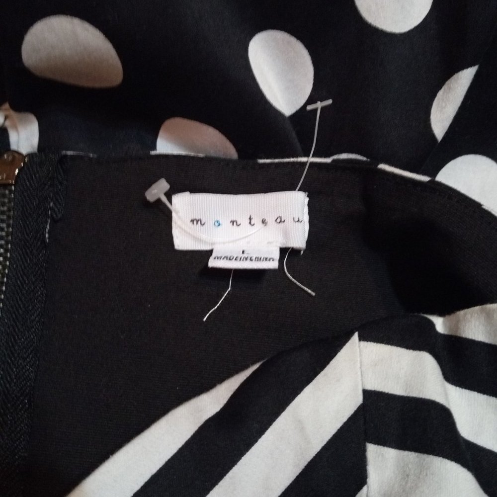 Y2K Strapless Sweetheart Black White Bubble Hem Dress Sz L - Picture 8 of 8